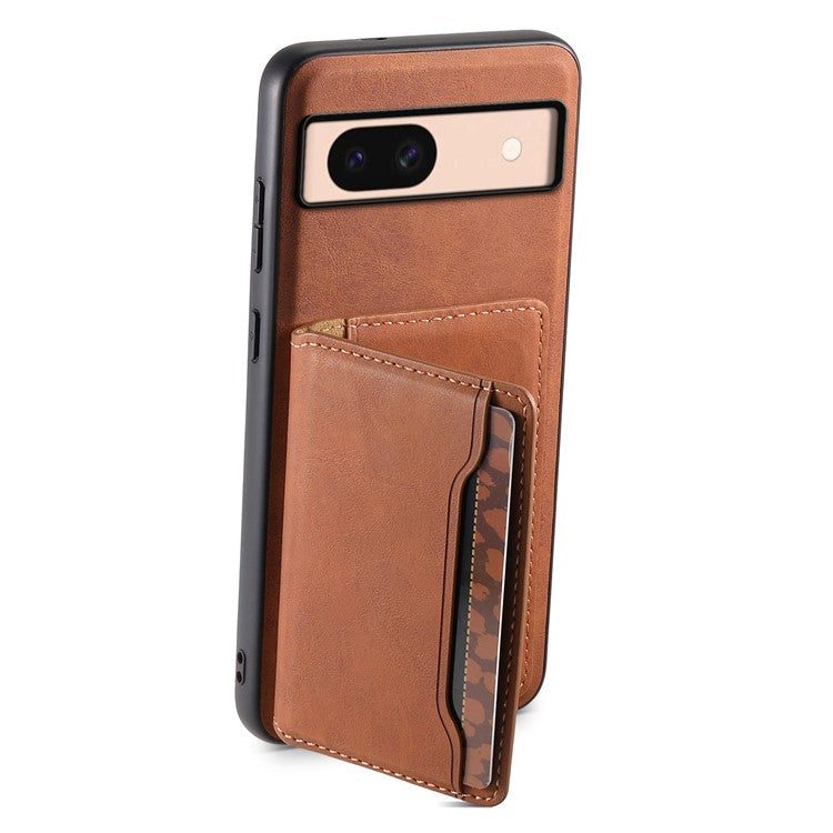 DENIOR D13 For Google Pixel 8a Case 2 in 1 Detachable Leather Phone Back Cover - Brown