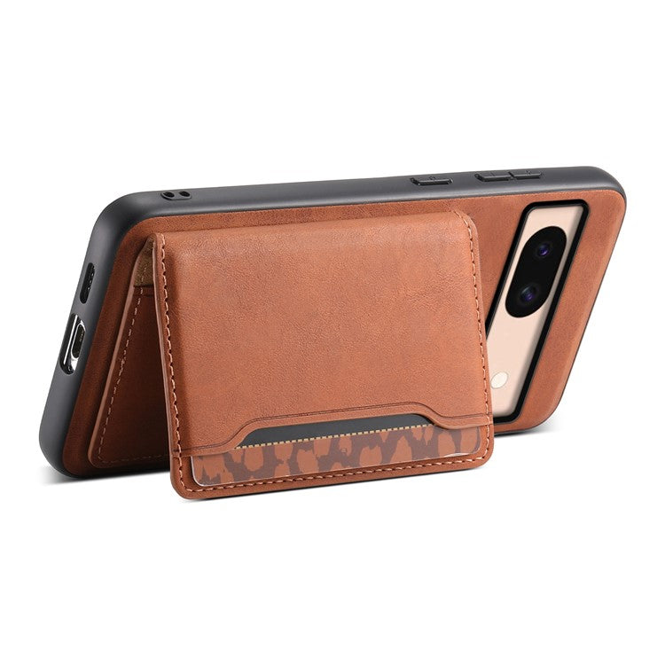 DENIOR D13 For Google Pixel 8a Case 2 in 1 Detachable Leather Phone Back Cover - Brown