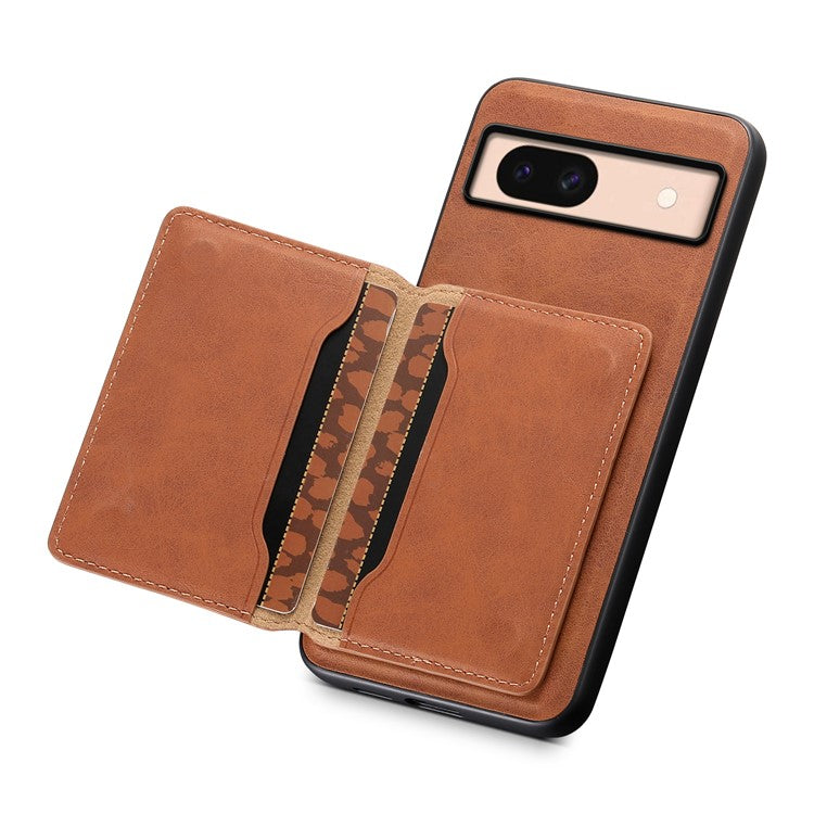DENIOR D13 For Google Pixel 8a Case 2 in 1 Detachable Leather Phone Back Cover - Brown