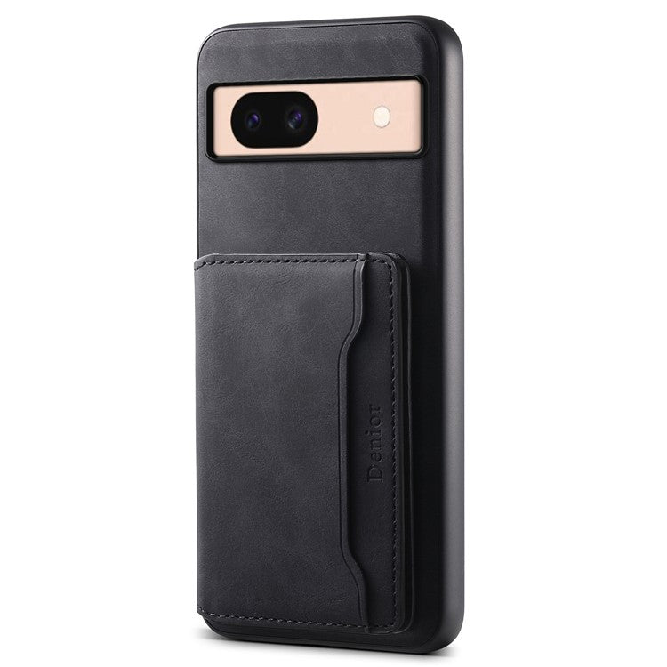 DENIOR D13 For Google Pixel 8a Case 2 in 1 Detachable Leather Phone Back Cover - Black