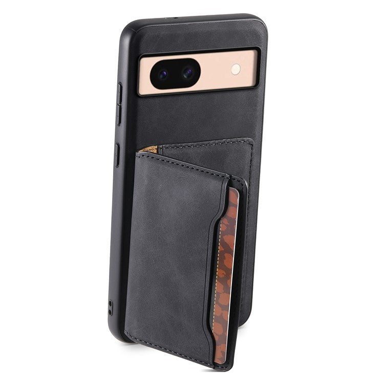 DENIOR D13 For Google Pixel 8a Case 2 in 1 Detachable Leather Phone Back Cover - Black
