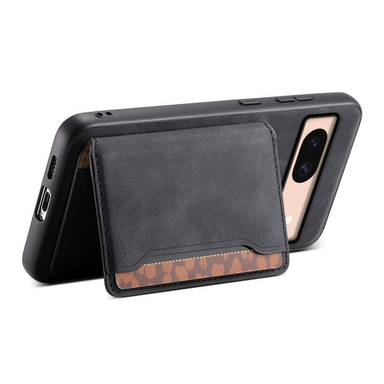 DENIOR D13 For Google Pixel 8a Case 2 in 1 Detachable Leather Phone Back Cover - Black