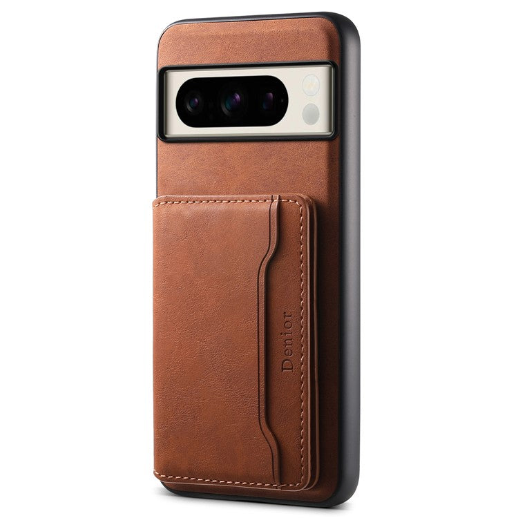 DENIOR D13 For Google Pixel 8 Pro Case Detachable 2-in-1 Leather Back Phone Cover - Brown