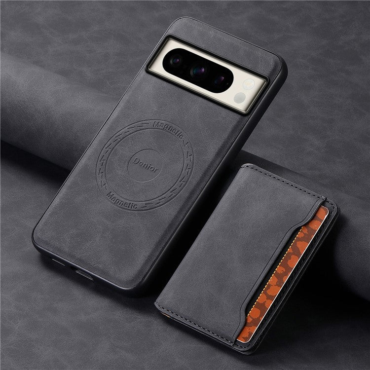 DENIOR D13 For Google Pixel 8 Pro Case Detachable 2-in-1 Leather Back Phone Cover - Black