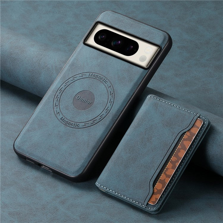 DENIOR D13 For Google Pixel 8 Pro Case Detachable 2-in-1 Leather Back Phone Cover - Blue