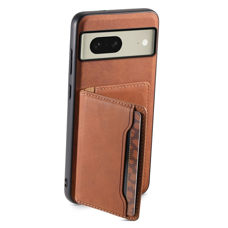 DENIOR D13 For Google Pixel 8 Case Detachable Magnetic Leather Back Cover Retro Texture - Brown