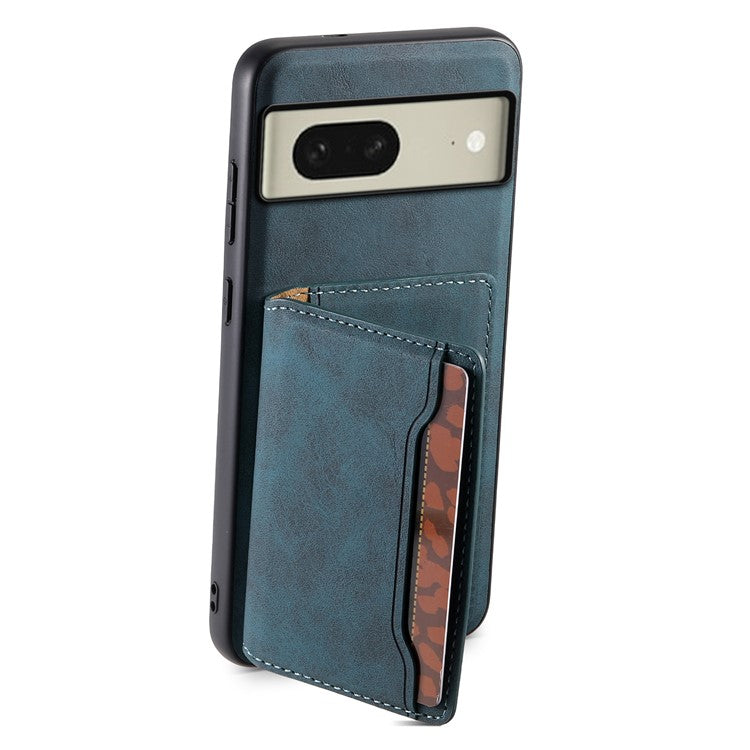 DENIOR D13 For Google Pixel 8 Case Detachable Magnetic Leather Back Cover Retro Texture - Blue
