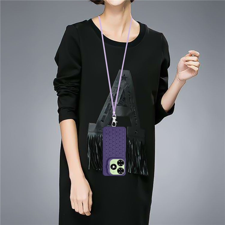 For TECNO Spark Go 2024 4G Case Kickstand TPU Phone Cover with Lanyard - Purple