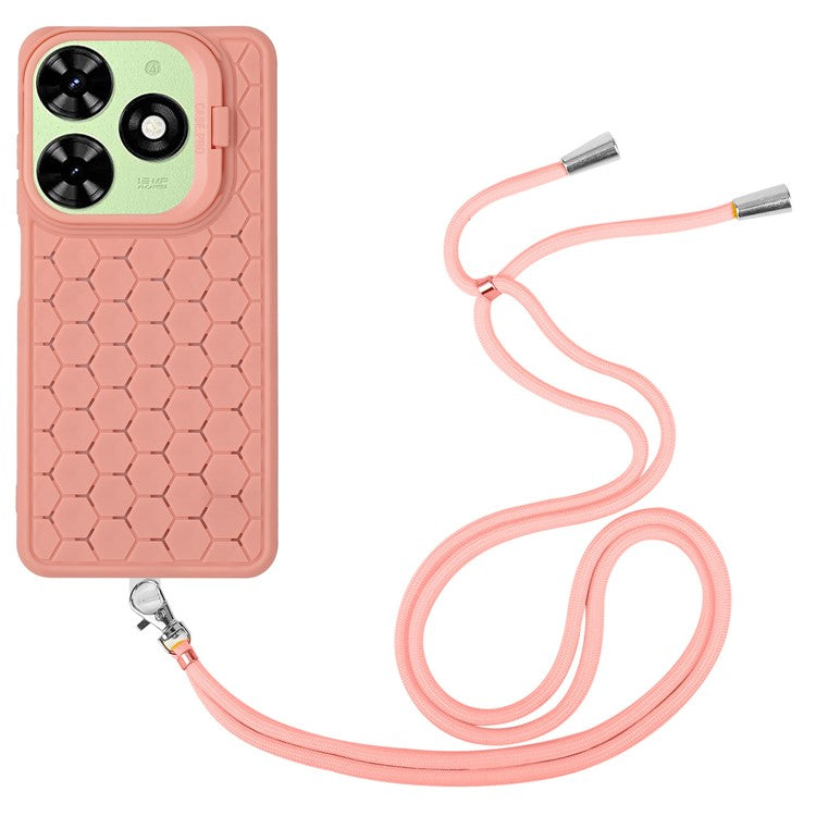 For TECNO Spark Go 2024 4G Case Kickstand TPU Phone Cover with Lanyard - Pink