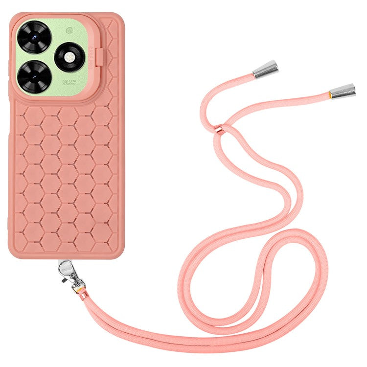 For TECNO Pop 8 Case TPU Heat Dissipation Phone Cover with Lanyard / Kickstand - Pink