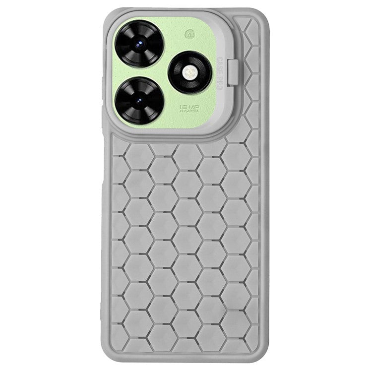 For TECNO Spark 20 Case Kickstand TPU Phone Cover Heat Dissipation Breathable - Grey