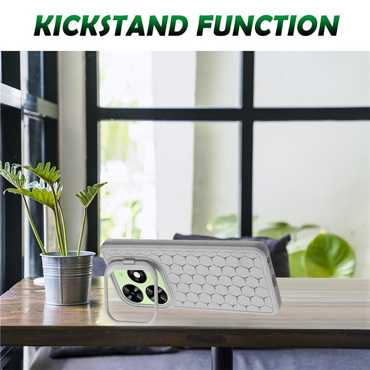 For TECNO Spark 20 Case Kickstand TPU Phone Cover Heat Dissipation Breathable - Grey