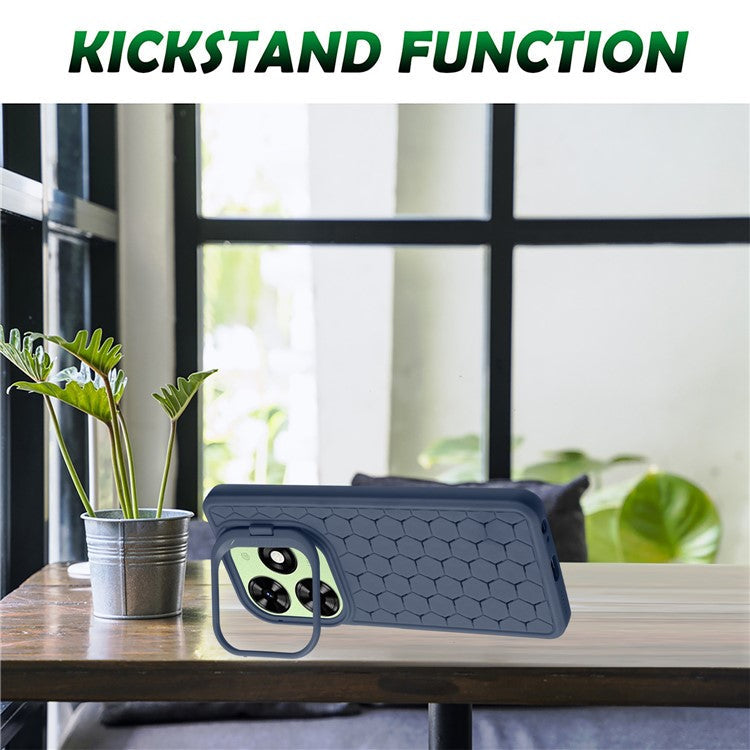 For TECNO Spark 20 Case Kickstand TPU Phone Cover Heat Dissipation Breathable - Dark Blue