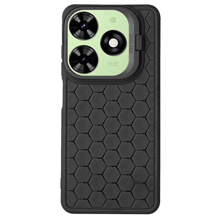 For TECNO Spark 20C TPU Case Kickstand Phone Cover Heat Dissipation - Black