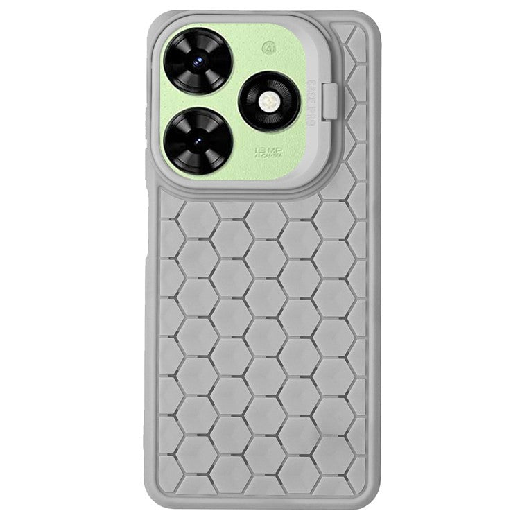 For TECNO Spark 20C TPU Case Kickstand Phone Cover Heat Dissipation - Grey