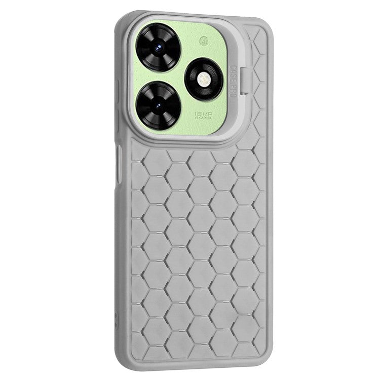 For TECNO Spark 20C TPU Case Kickstand Phone Cover Heat Dissipation - Grey