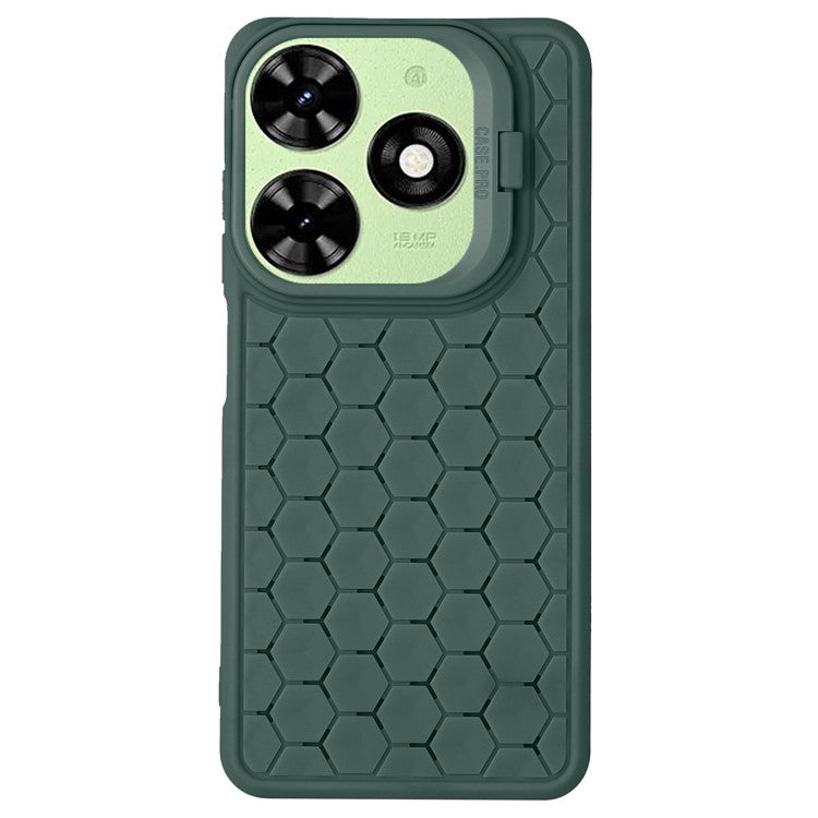 For TECNO Spark 20C TPU Case Kickstand Phone Cover Heat Dissipation - Army Green