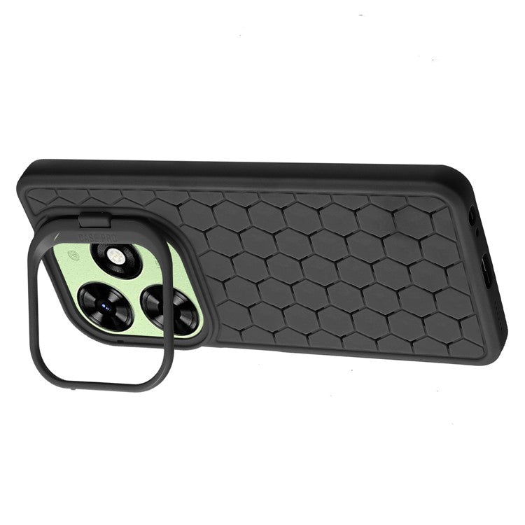 For TECNO Pop 8 Case Heat Dissipation Lens Frame Kickstand TPU Phone Cover - Black