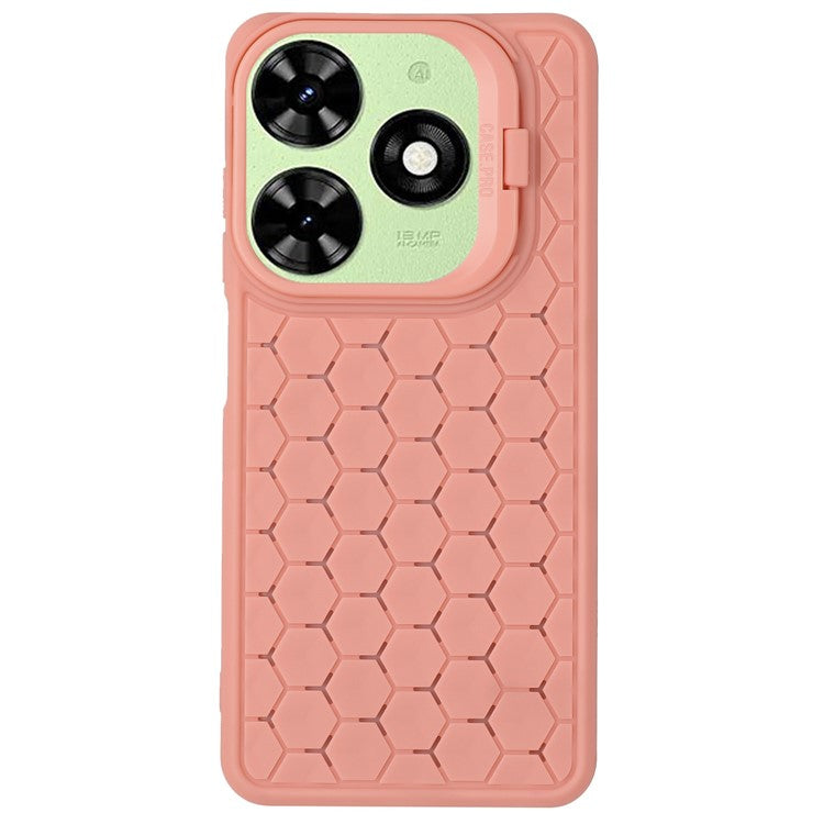 For TECNO Pop 8 Case Heat Dissipation Lens Frame Kickstand TPU Phone Cover - Pink