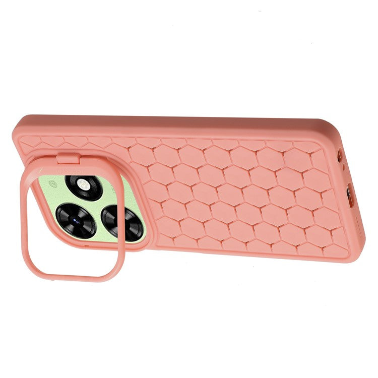 For TECNO Pop 8 Case Heat Dissipation Lens Frame Kickstand TPU Phone Cover - Pink