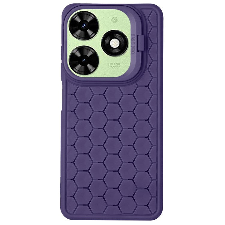 For TECNO Pop 8 Case Heat Dissipation Lens Frame Kickstand TPU Phone Cover - Purple