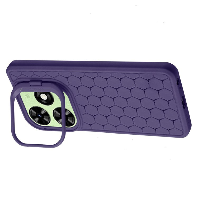 For TECNO Pop 8 Case Heat Dissipation Lens Frame Kickstand TPU Phone Cover - Purple