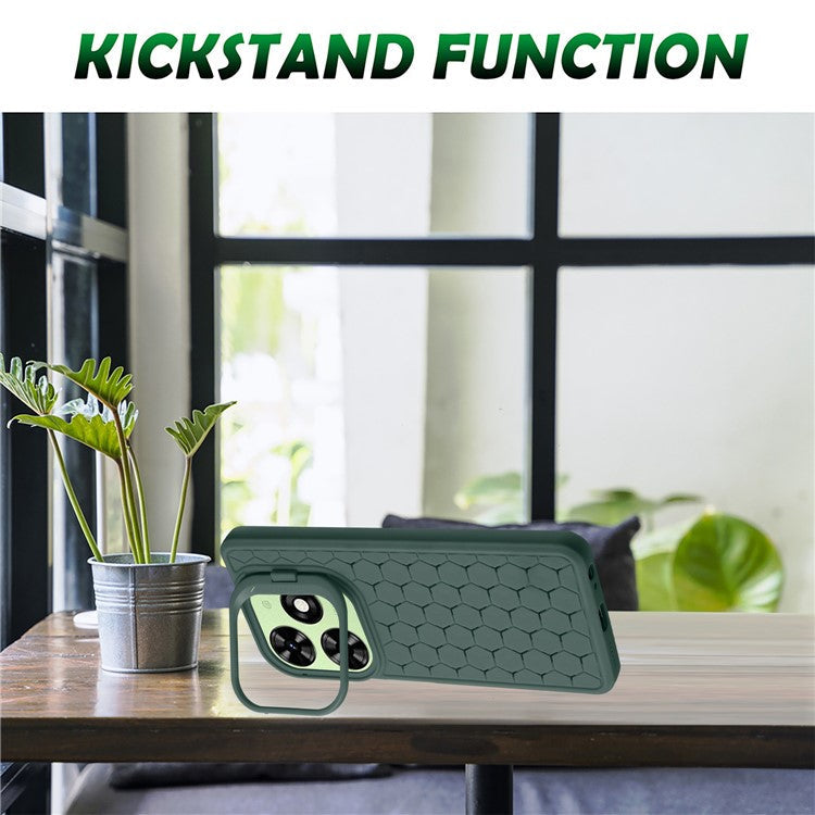 For TECNO Spark Go 2024 4G Case Kickstand Heat Dissipation TPU Phone Cover - Army Green