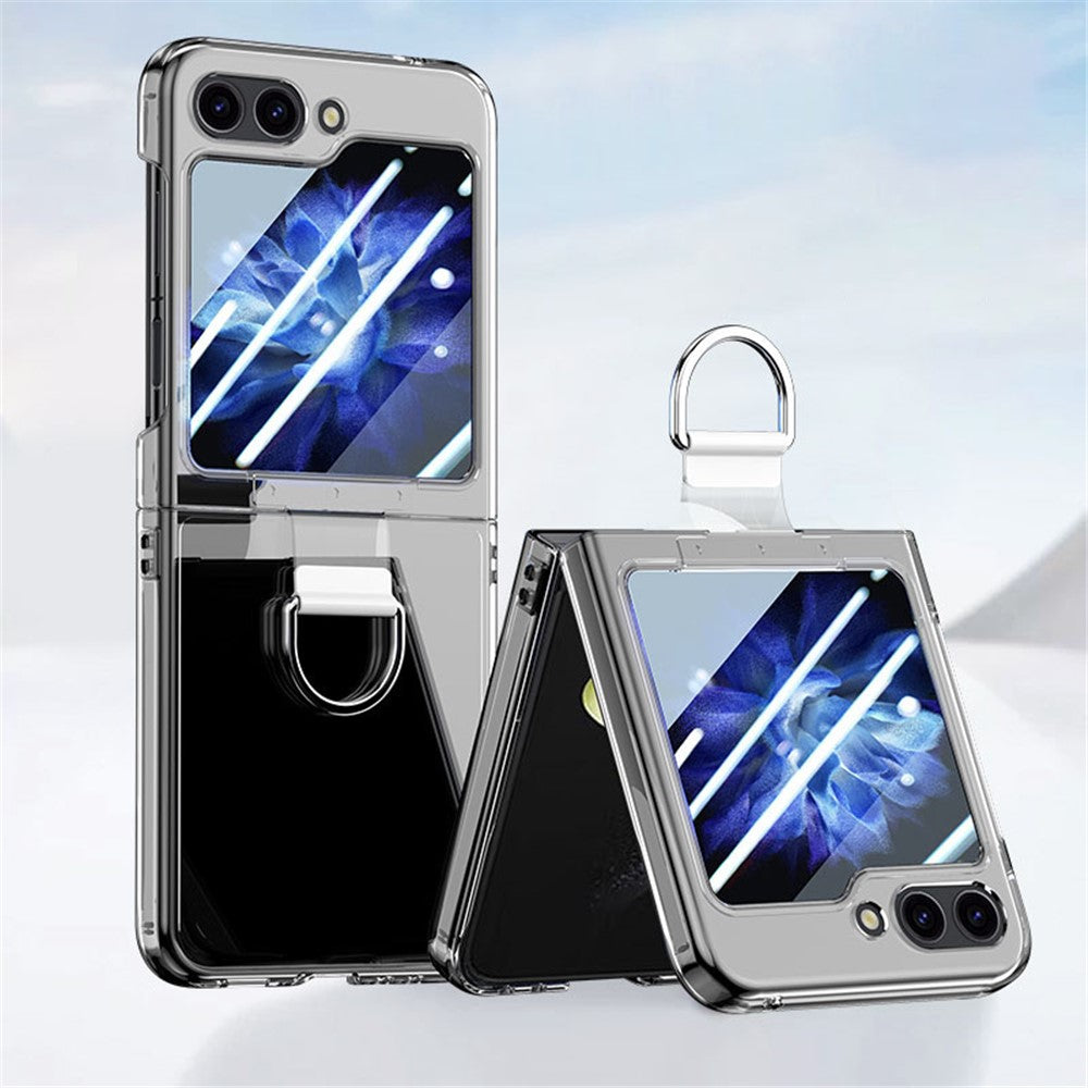For Samsung Galaxy Z Flip7 FE 5G / Z Flip6 5G Case with Ring Holder Clear PC Phone Cover