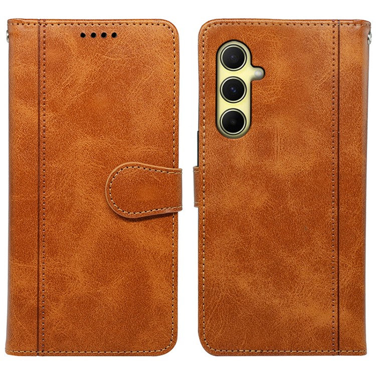 For Samsung Galaxy F55 5G / C55 5G / M55 5G Phone Case Round Magnetic Clasp PU Leather Flip Cover - Yellow