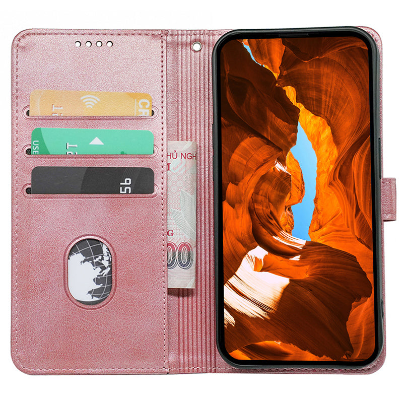 For Samsung Galaxy M34 5G / F34 5G Case Round Magnetic Clasp PU Leather Phone Cover - Rose Gold