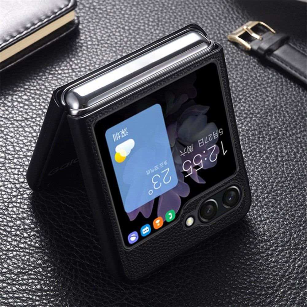 For Samsung Galaxy Z Flip7 FE 5G / Z Flip6 5G Case Cowhide Leather + PC Folding Phone Cover - Green