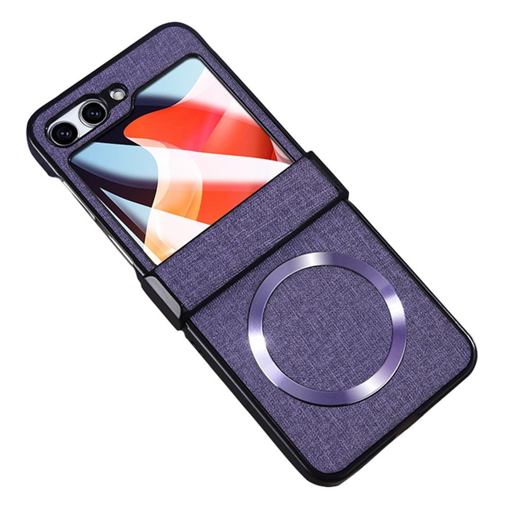 For Samsung Galaxy Z Flip7 FE 5G / Z Flip6 5G Case Leather+PC Phone Cover with Rear Screen Film and Hinge - Purple