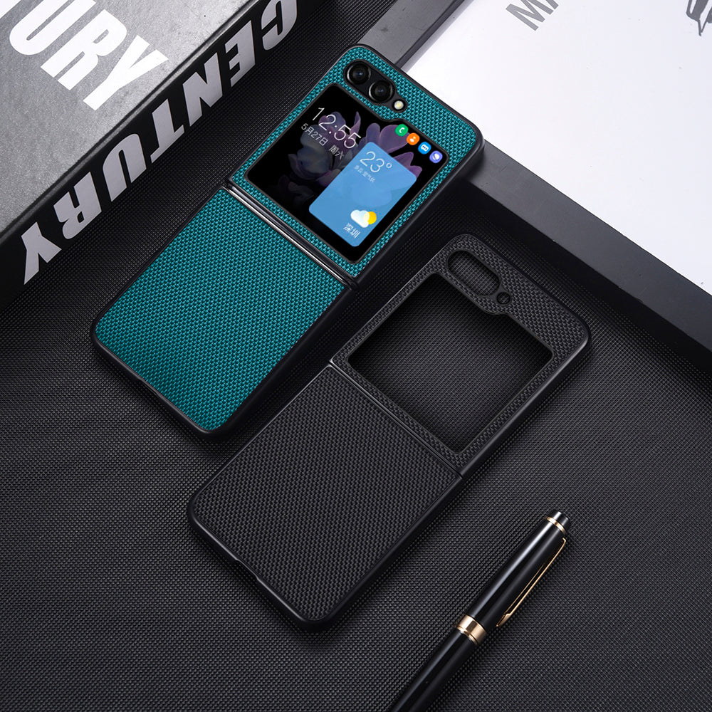 For Samsung Galaxy Z Flip6 5G Case Nylon Coated PC Shockproof Phone Case - Green
