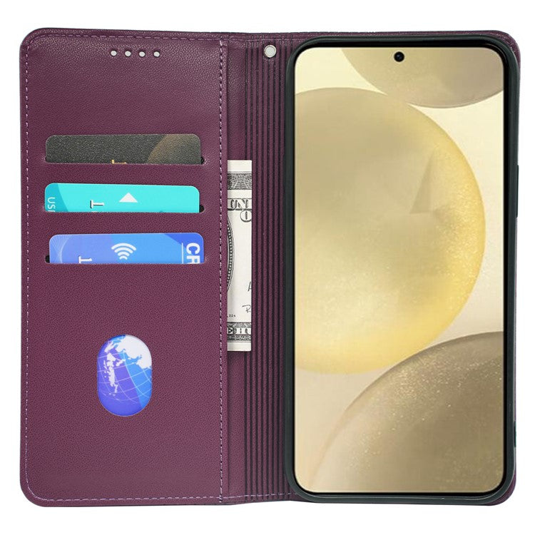 For Samsung Galaxy M15 5G / F15 5G Case Leather Phone Cover Clover Pattern - Dark Purple