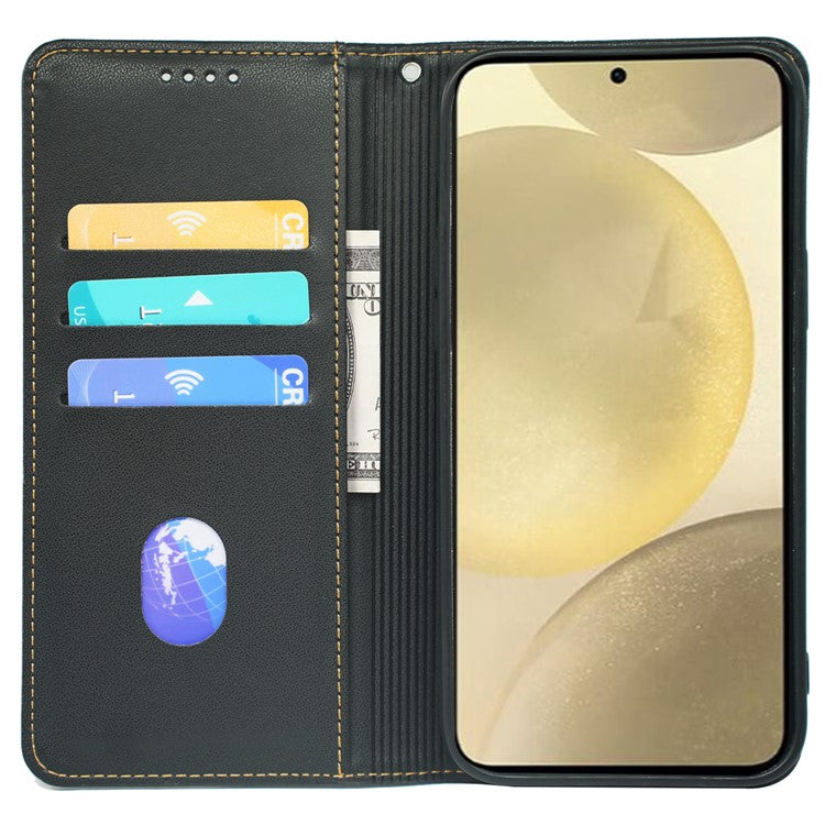 For Samsung Galaxy F55 5G / C55 5G / M55 5G Wallet Case Four-Leaf Clover Pattern Leather Phone Cover - Black