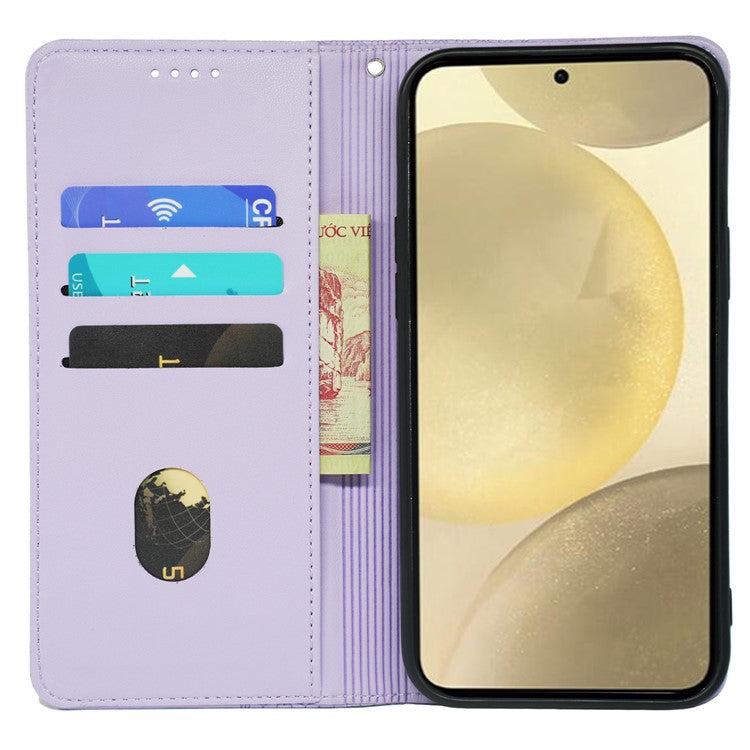 For Samsung Galaxy F55 5G / C55 5G / M55 5G Wallet Case Four-Leaf Clover Pattern Leather Phone Cover - Light Purple