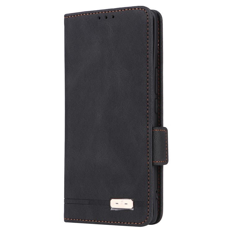 For vivo V30e 5G Case Leather Phone Cover Hardware Decor Folio Book Wallet - Black