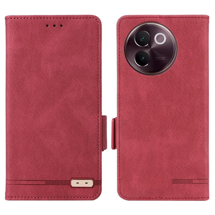 For vivo V30e 5G Case Leather Phone Cover Hardware Decor Folio Book Wallet - Rose