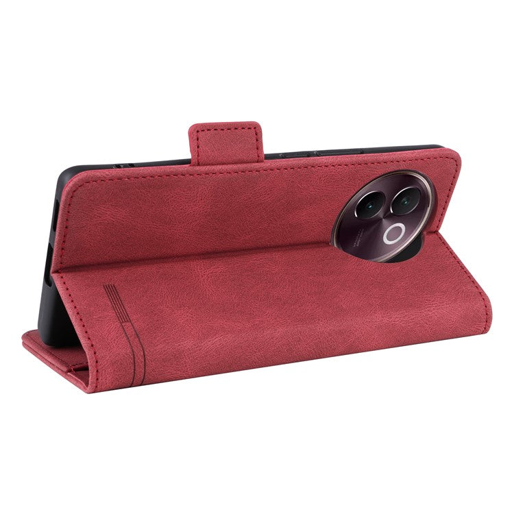 For vivo V30e 5G Case Leather Phone Cover Hardware Decor Folio Book Wallet - Rose