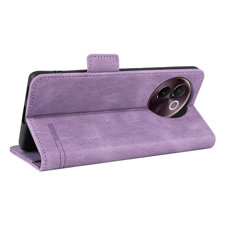 For vivo V30e 5G Case Leather Phone Cover Hardware Decor Folio Book Wallet - Purple