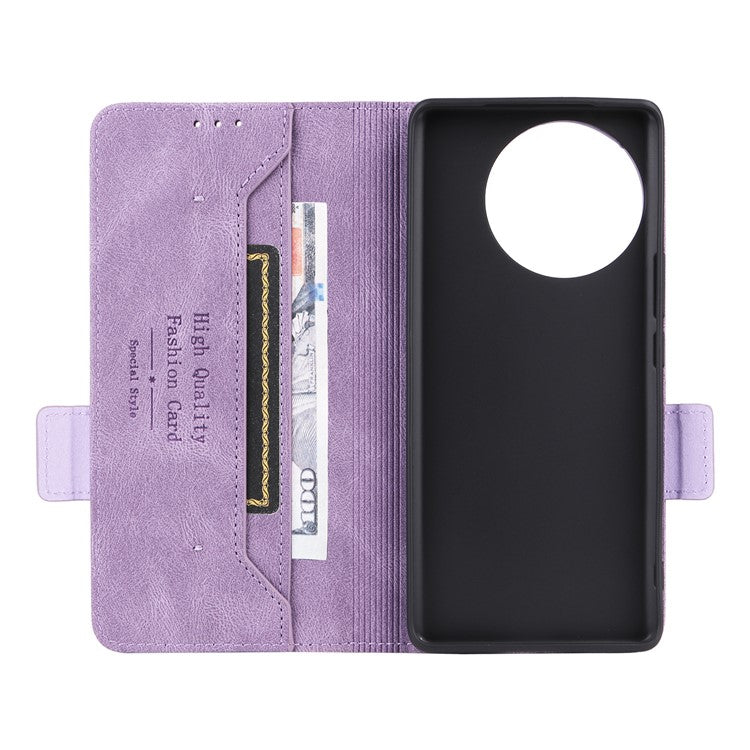 For vivo V30e 5G Case Leather Phone Cover Hardware Decor Folio Book Wallet - Purple