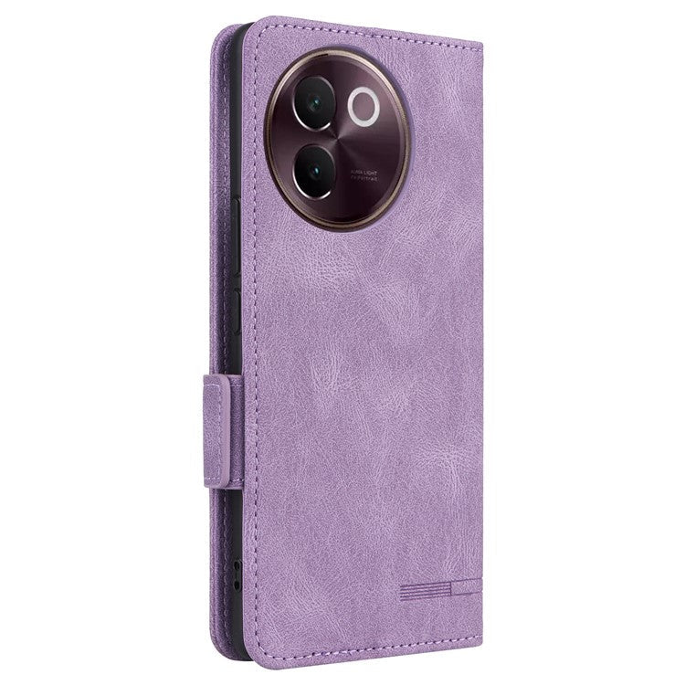 For vivo V30e 5G Case Leather Phone Cover Hardware Decor Folio Book Wallet - Purple