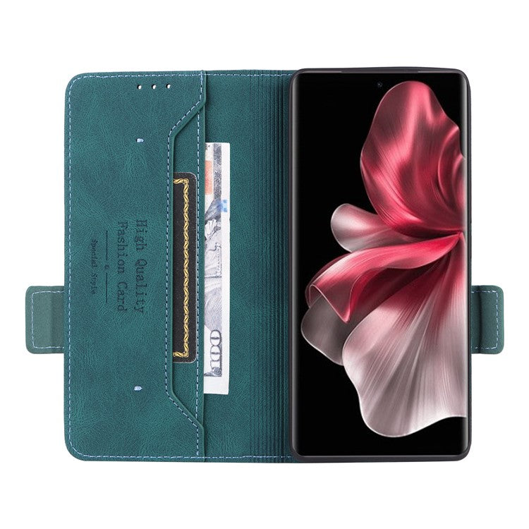 For vivo V30e 5G Case Leather Phone Cover Hardware Decor Folio Book Wallet - Blue