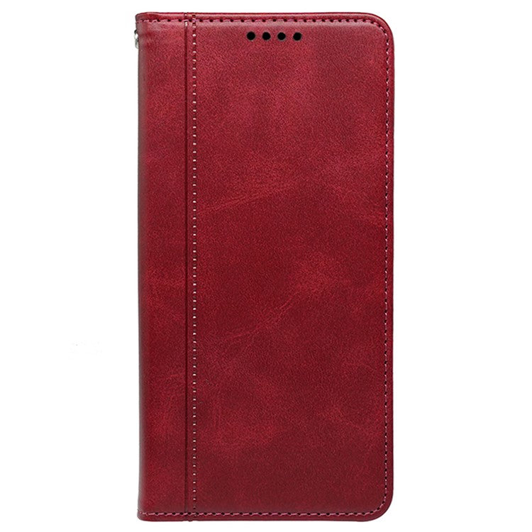 For Samsung Galaxy M15 5G / F15 5G Case Calf Texture Leather Phone Cover with Card Slots - Red