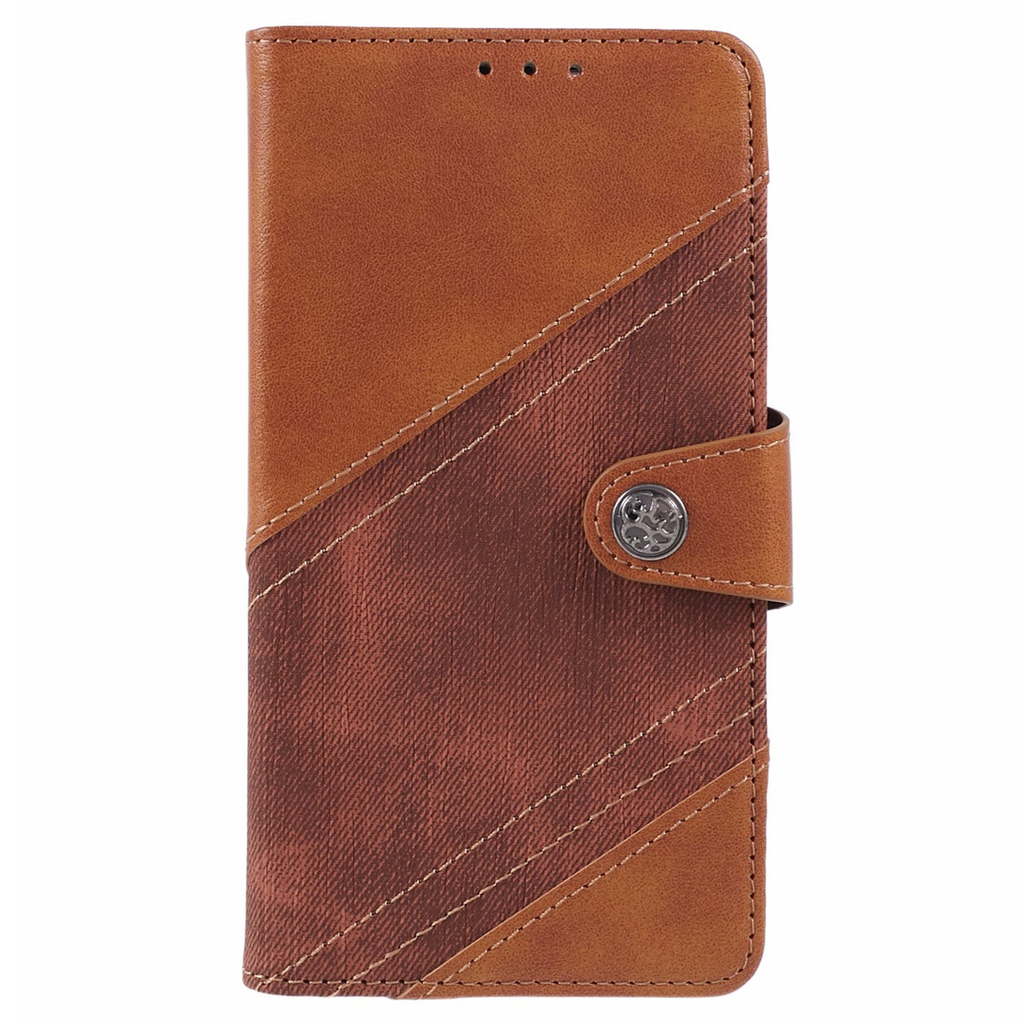 For Samsung Galaxy M34 5G / F34 5G Case Leather Magnetic Flip Phone Cover Texture Splicing - Brown