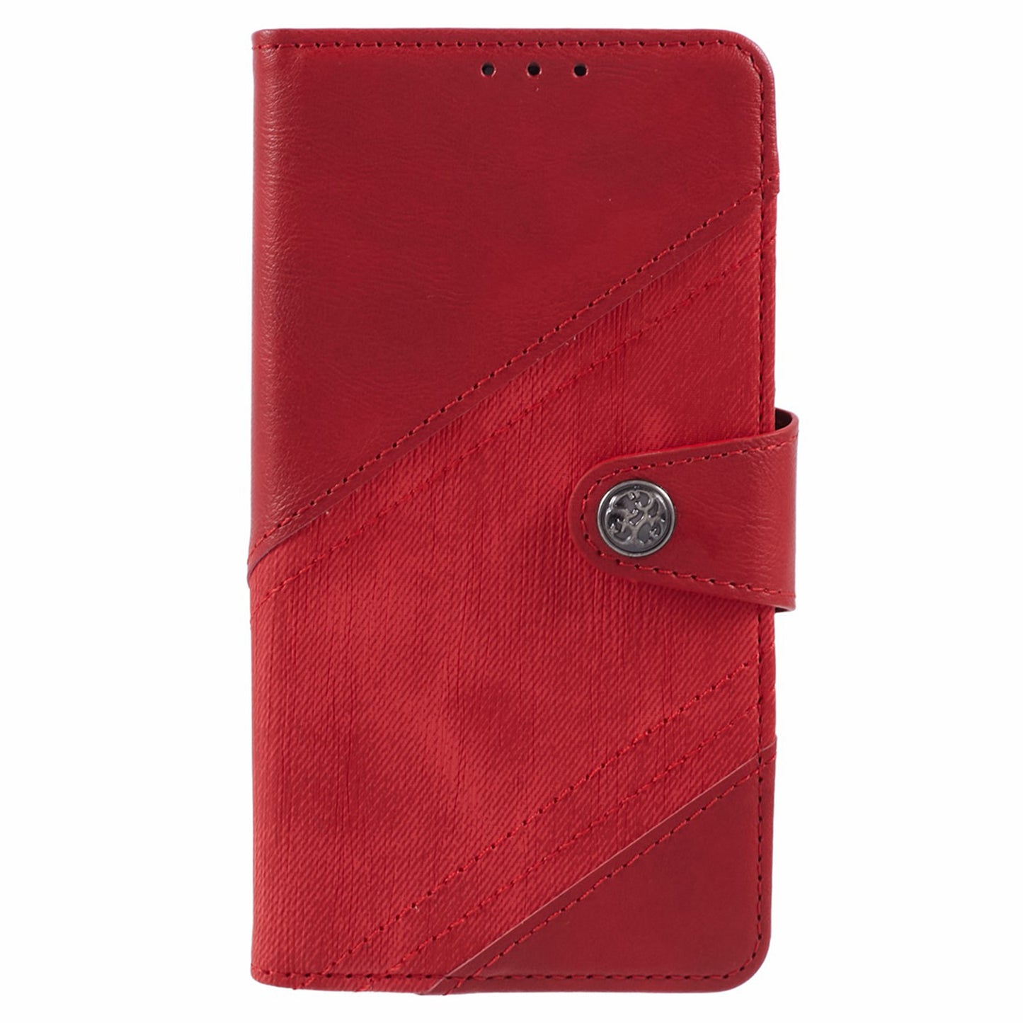 For Samsung Galaxy M34 5G / F34 5G Case Leather Magnetic Flip Phone Cover Texture Splicing - Red