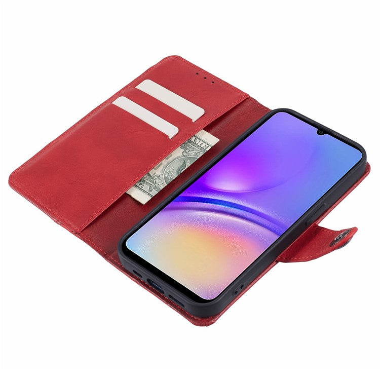 For Samsung Galaxy M35 5G Case Leather Magnetic Flip Phone Cover Texture Splicing - Red