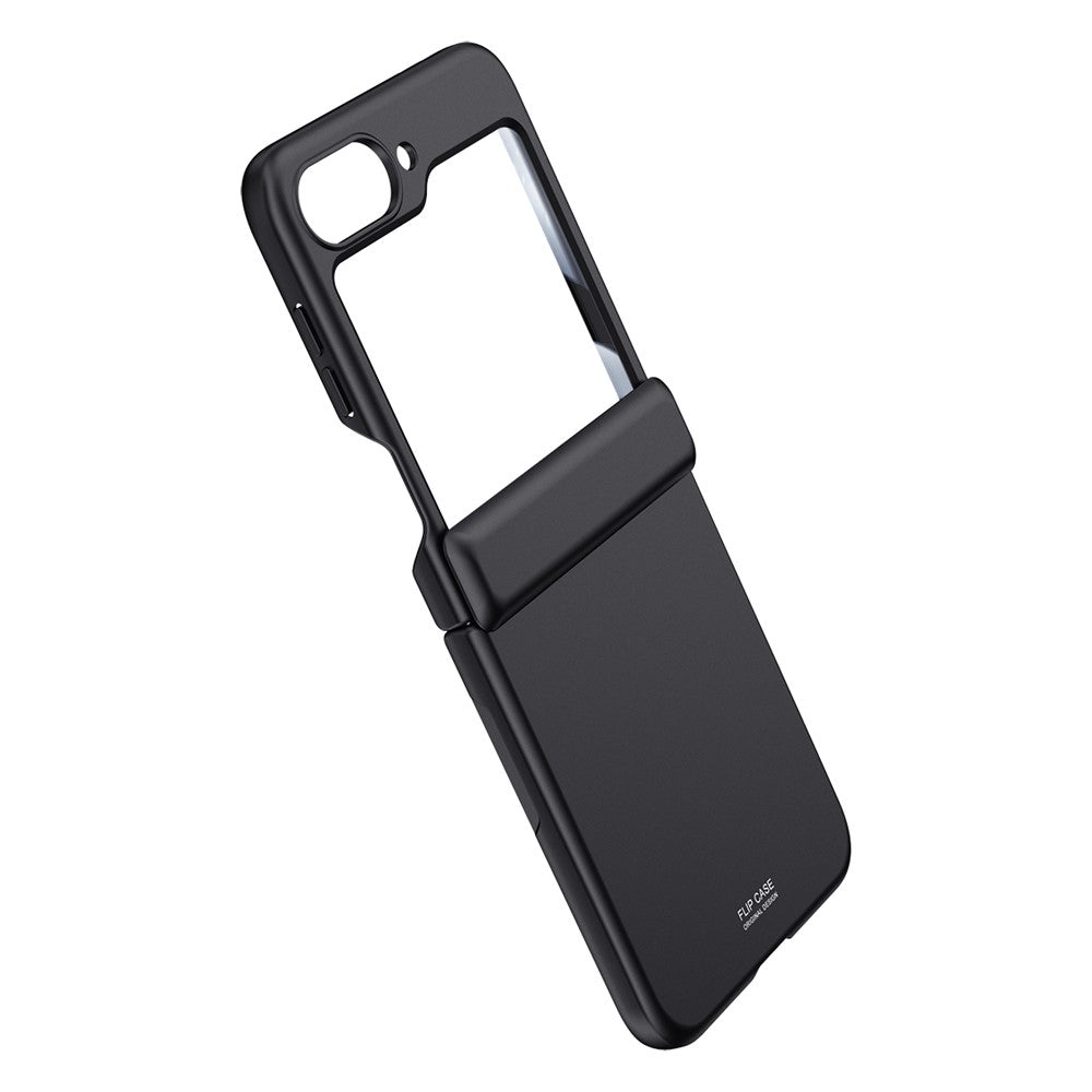 For Samsung Galaxy Z Flip7 FE 5G / Z Flip6 5G Case Hinge Protection PC Phone Cover with Tempered Glass Rear Screen Film - Black