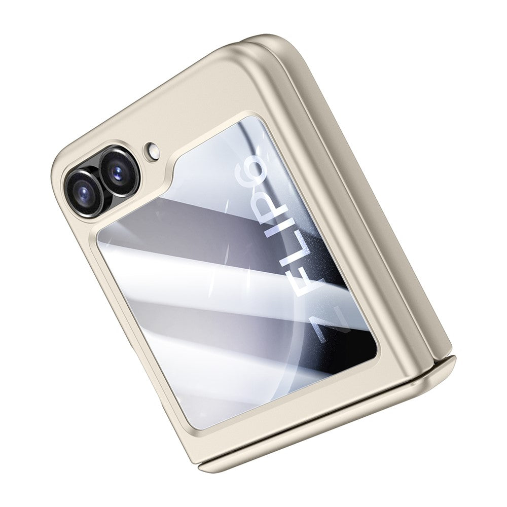 For Samsung Galaxy Z Flip7 FE 5G / Z Flip6 5G Case Hinge Protection PC Phone Cover with Tempered Glass Rear Screen Film - Titanium Grey