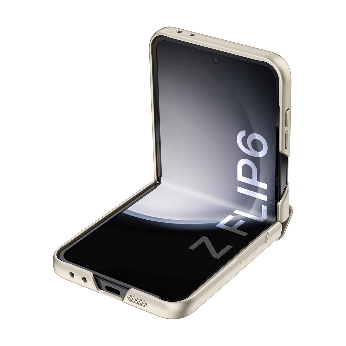 For Samsung Galaxy Z Flip6 5G Case Hinge Protection PC Phone Cover with Tempered Glass Rear Screen Film - Titanium Grey